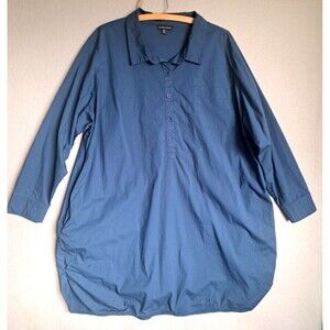 Universal Standard Womens XL Plus 26 28 Stretch Poplin Rubicon Shirt Dress Blue